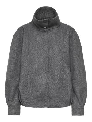 ONLASTA HIGH COLLAR BOMBER JAC Dark Grey Melan