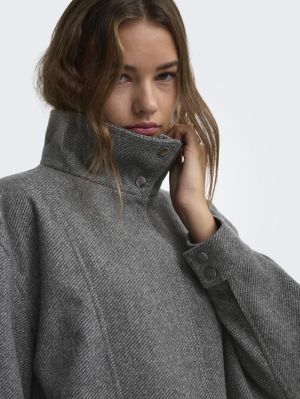 ONLASTA HIGH COLLAR BOMBER JAC Dark Grey Melan