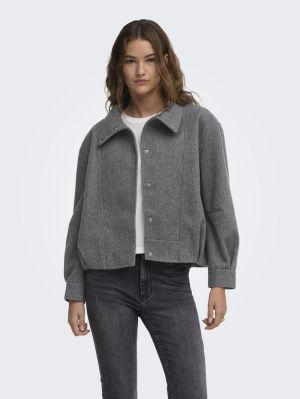 ONLASTA HIGH COLLAR BOMBER JAC Dark Grey Melan