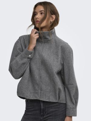 ONLASTA HIGH COLLAR BOMBER JAC Dark Grey Melan