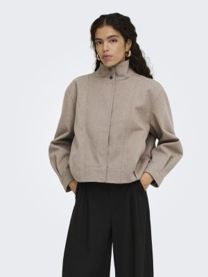 ONLASTA HIGH COLLAR BOMBER JAC Simply Taupe/me