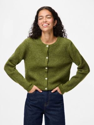 PCSILLY LS O-NECK KNIT CARDIGA Sphagnum/MELANG