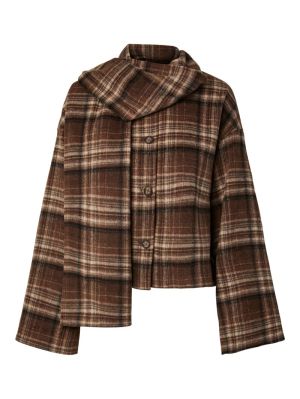 PCAMALIA SHORT JACKET W. SCARF Fondue Fudge
