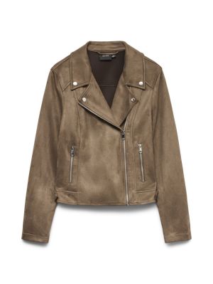 VMJOSE SHORT FAUX SUEDE JACKET Chocolate Chip
