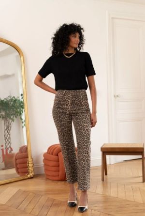 leopard straight emily pants leopard denim