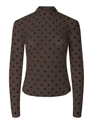 PCJESHI LS HIGH NECK TOP JRS B Hot Fudge/Dots