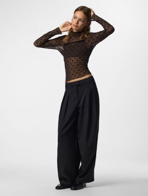 PCJESHI LS HIGH NECK TOP JRS B Hot Fudge/Dots