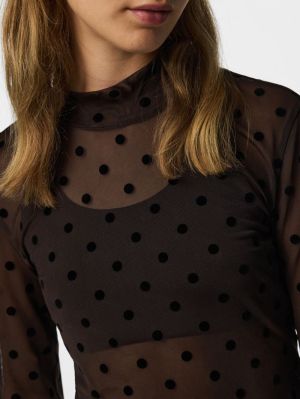 PCJESHI LS HIGH NECK TOP JRS B Hot Fudge/Dots