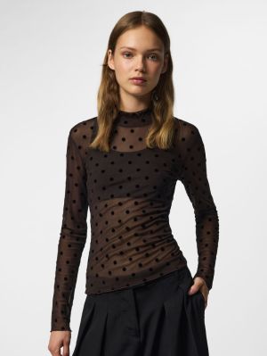 PCJESHI LS HIGH NECK TOP JRS B Hot Fudge/Dots
