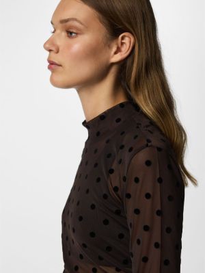 PCJESHI LS HIGH NECK TOP JRS B Hot Fudge/Dots