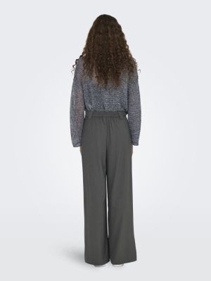 ONLSVEA MW MEL WIDE PANT TLR Dark Grey Melan