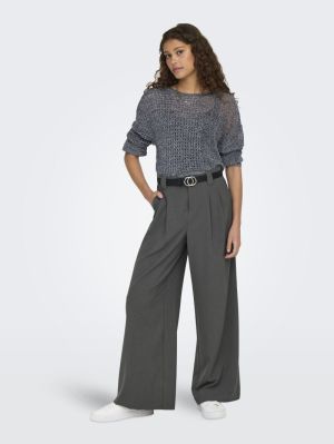 ONLSVEA MW MEL WIDE PANT TLR Dark Grey Melan