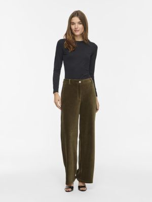 VIKITA RW WIDE CORDUROY PANTS Forest Night