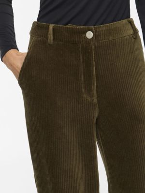 VIKITA RW WIDE CORDUROY PANTS Forest Night