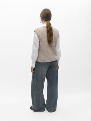 OBJSAGGIA RE KNIT VEST CARDIGA Humus/Melange