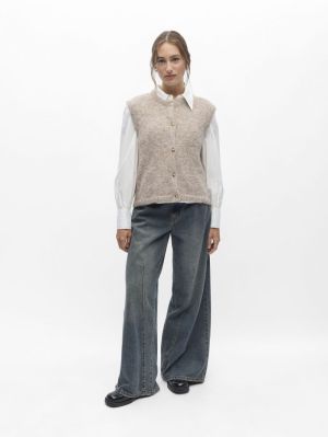 OBJSAGGIA RE KNIT VEST CARDIGA Humus/Melange