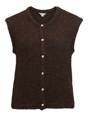 OBJSAGGIA RE KNIT VEST CARDIGA Seal Brown/Mela
