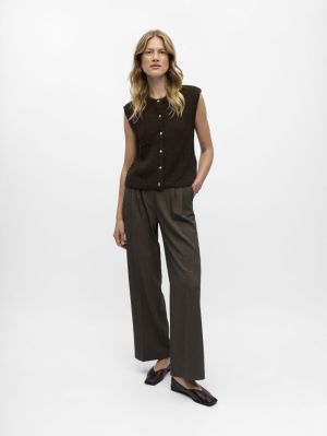 OBJSAGGIA RE KNIT VEST CARDIGA Seal Brown/Mela