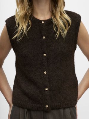 OBJSAGGIA RE KNIT VEST CARDIGA Seal Brown/Mela