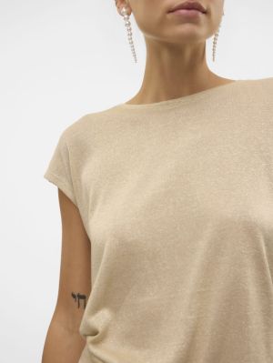 VMSARAH AVA GLITTER SS TOP JRS Silver Mink/GOL
