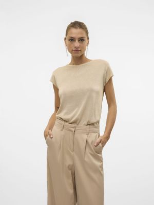VMSARAH AVA GLITTER SS TOP JRS Silver Mink/GOL