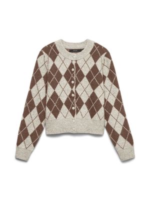 VMHALO LS O-NECK ARGYLE CARDIG Birch/COCOA BRO