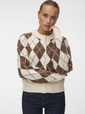 VMHALO LS O-NECK ARGYLE CARDIG Birch/COCOA BRO