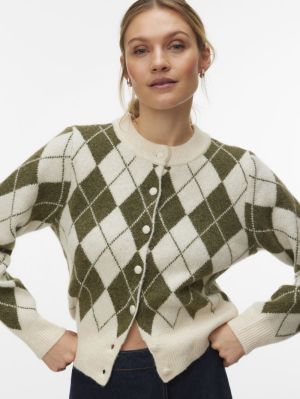 VMHALO LS O-NECK ARGYLE CARDIG Birch/SPHAGNUM
