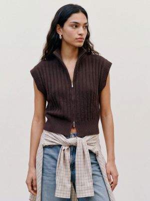 VMBANG RIB SL HIGHNECK ZIPPER Chocolate Torte