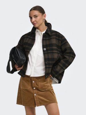 JDYASTRID CHECK SHORT JACKET O Chocolate Brown