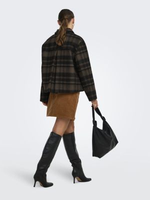 JDYASTRID CHECK SHORT JACKET O Chocolate Brown
