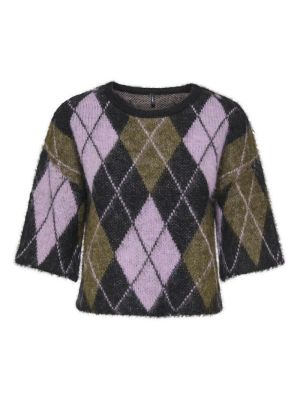 ONLNOEME SS PATTERN O-NECK KNT Black/Argyle/Be