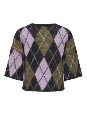 ONLNOEME SS PATTERN O-NECK KNT Black/Argyle/Be