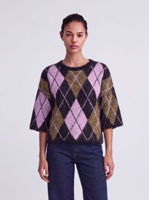 ONLNOEME SS PATTERN O-NECK KNT Black/Argyle/Be