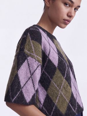 ONLNOEME SS PATTERN O-NECK KNT Black/Argyle/Be