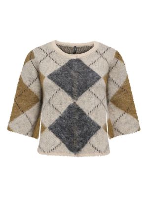 ONLNOEME SS PATTERN O-NECK KNT Oatmeal/Argyle/
