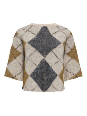 ONLNOEME SS PATTERN O-NECK KNT Oatmeal/Argyle/