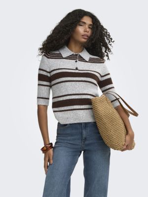 ONLLOUISIA SS COLLAR POLO KNT Light Grey Mela