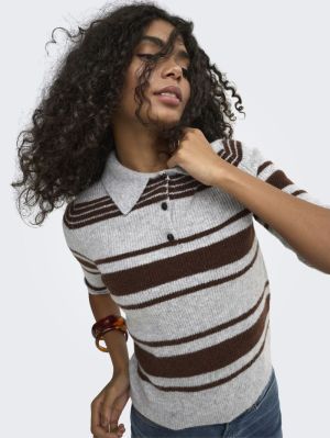 ONLLOUISIA SS COLLAR POLO KNT Light Grey Mela