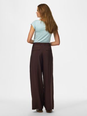 PCCARLA HW WIDE PANTS D2D French Roast
