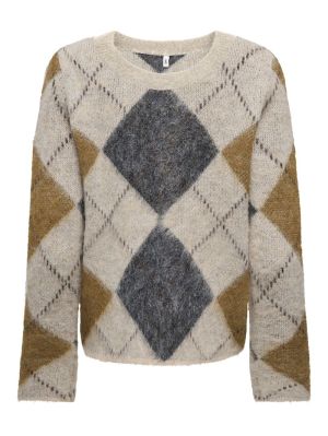 ONLNOEME LS PATTERN O-NECK NCA Oatmeal/Argyle/