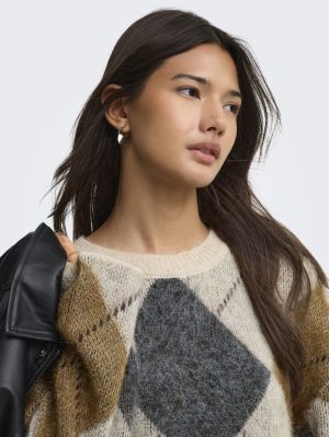 ONLNOEME LS PATTERN O-NECK NCA Oatmeal/Argyle/