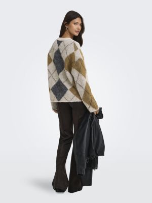 ONLNOEME LS PATTERN O-NECK NCA Oatmeal/Argyle/