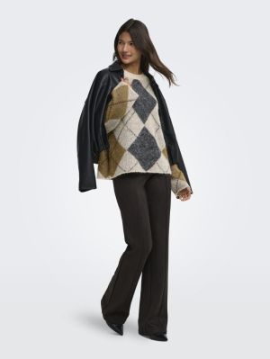 ONLNOEME LS PATTERN O-NECK NCA Oatmeal/Argyle/