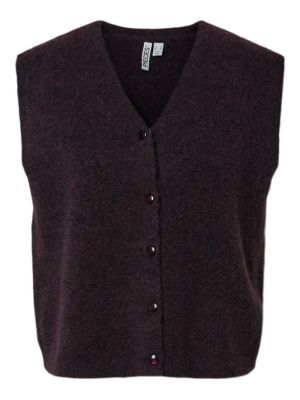 PCELLY SL KNITTED V-NECK VEST Plum Perfect