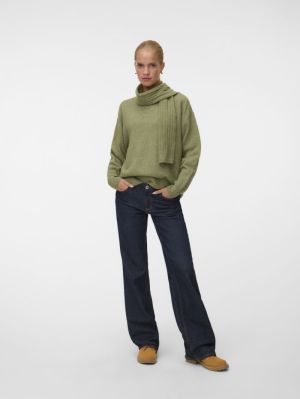 VMGIANNA LS SCARF PULLOVER Oil Green/MELAN